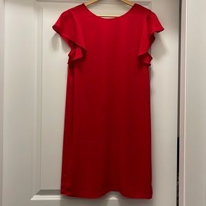 Red ruffle sleeve Babaton Dress